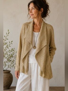 Vintage Emmelle Camel Draped Jacket Avant Garde Lagenlook Art To Wear S